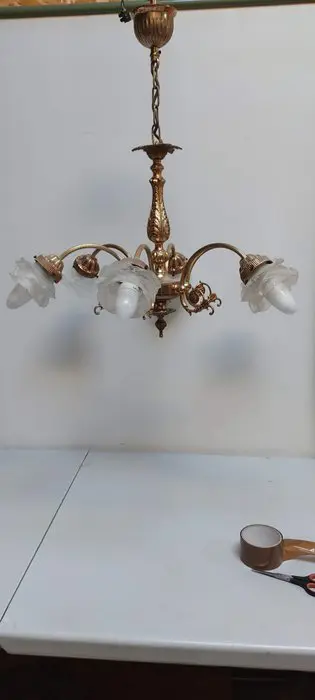 Kroonluchter (1) - Glas, Messing