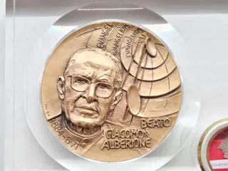 Relikwie + medaille van de zalige James Alberione - stof - brons - plexiglas