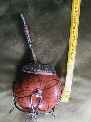 Mate and bombilla (1) - Bladgoud, Zilver verguld