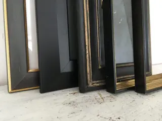 Lot van 5 zwart, vergulde kaders, lijsten (5) - Empire - Glas, Hout, Verguld