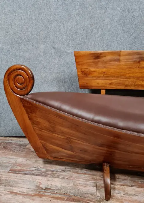 India 20e eeuw: bankje in de vorm van een gondel - Hout (Teak)