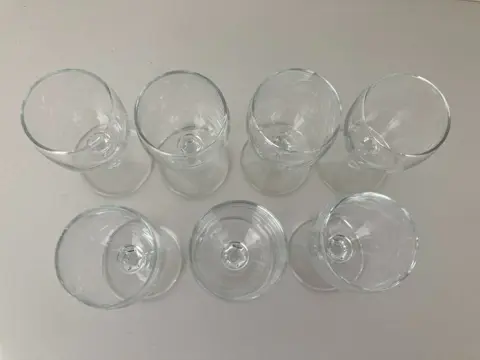 Vintage plateau / tray with shot glasses - Art Deco - Metal, Mirror glass, Wood, Glass