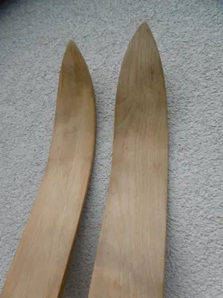 Houten essen ski's 195 cm - Ski + stokken - Bamboe, Hout, Leder, Legering