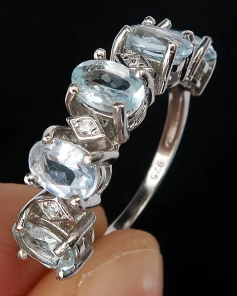 Sierlijke Aquamarijn Eternity Faith Ring - .925 zilver, Aquamarijn - Geluk, bescherming en vrede