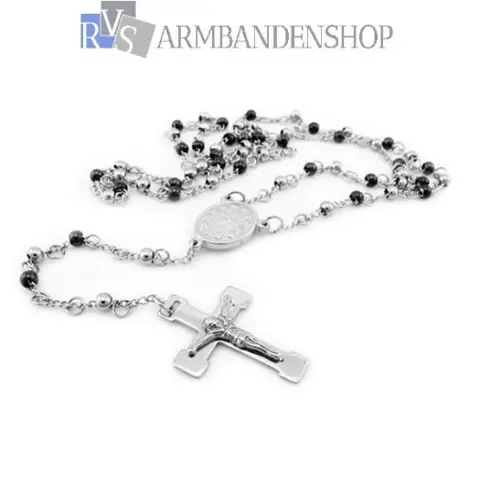 Div rvs goud of zilver kruisjes rozenkrans sieraden ketting