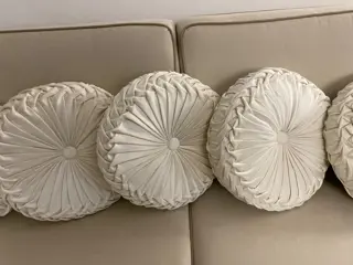 5 ronde geweven kussens in ivoor geschoren fluweel (5) - Hars/polyester, Katoen - 21e eeuw