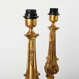 Paar vergulde fakkelhouders (geëlektrificeerd) - Synthetisch