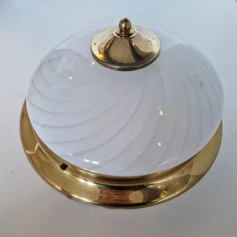 swirl glas lamp, regency grandeur plafondlamp - messing, glas