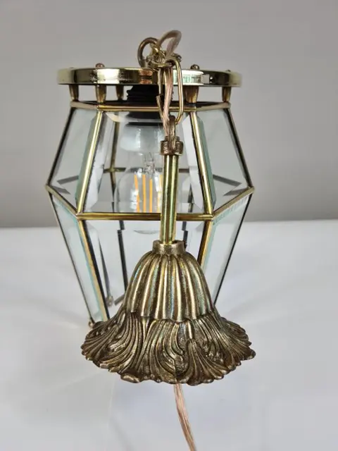 Hall lamp / brass / facet cut glass - Brass / Glass