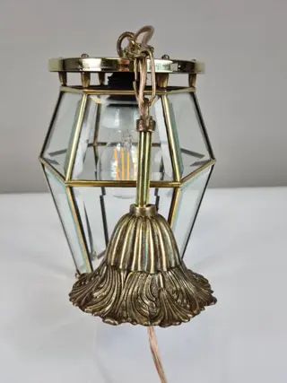 Hall lamp / brass / facet cut glass - Brass / Glass