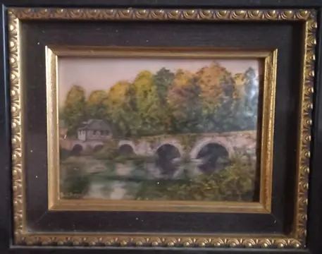 Daniel Chazelas - Limoges - Limoges Emaille schilderij, Pont Saint Etienne - Emaille op koper