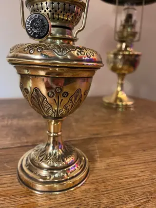 Lempereur Bernard et Hugo Schneider - Olielamp genaamd Parisienne - olielamp - 1920- (2) - Messing