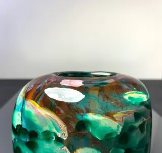 Maxence Parot - Unieke vaas Transparantie kleuren en Goud - Glas