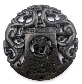 Groot drakenamulet - Hemelse keizerlijke draak en Taotie-masker - Doorzettingsvermogen en succes