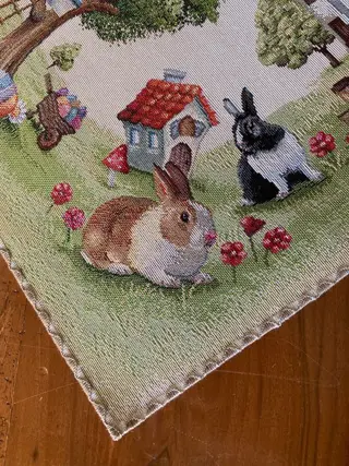 100 x 100 cm - Pasen middelpunt in San Leucio wandtapijt - Volkskunst - katoen mix - 21e eeuw