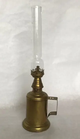 Olympe - Fraai oud Frans olielampje, type "Pigeon" - Glas, Messing