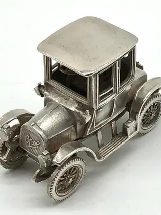 No reserve-Uno.A.Erre ca.1926 - Zeer grote,zware antieke zilveren miniatuur Oldtimer Opel - .925 zilver