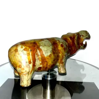 Issouf Derme - Sculptuur stelt een nijlpaard voor - 24 cm - Brons