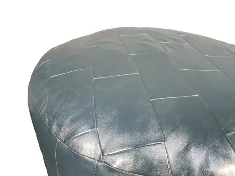 nice patchwork vintage poof (1) - Leder