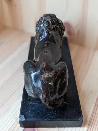 Brons gepatineerd beeld - Liggende leeuw - 23 cm - Brons