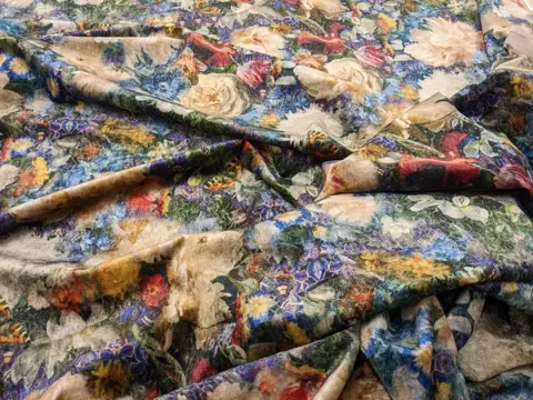 Spectaculaire zijde fluwelen Zelda Enzo degli Angiuoni collectie - 330 x 141 cm - Zijde Katoen PES - 2015