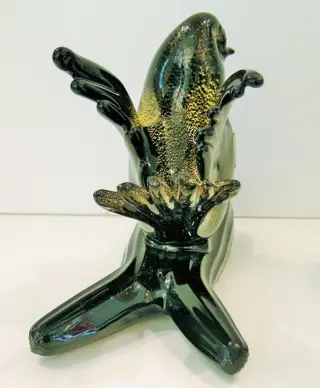 Paolo Rubelli - Rubelli Vetri d'Arte - Sculptuur van een vogel op een stam met bladgoud - Glas