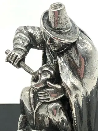 No reserve-Koninklijke Zilverfabriek Begeer Utrecht 1978 - Uiterst zeldzame,zeer zware massieve zilveren miniatuur Barbier/Tandarts - Zilver