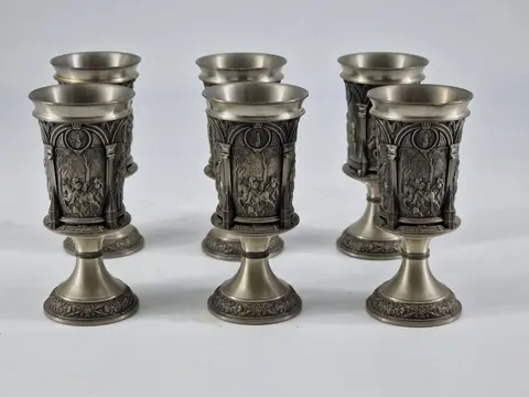 6 tinnen Zinn schnapps goblets, Albrecht Dürer - Tin