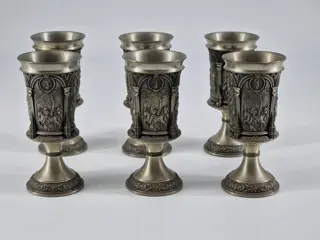 6 tinnen Zinn schnapps goblets, Albrecht Dürer - Tin