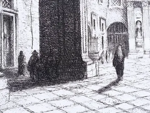 Lino Bianchi Barriviera (1906 - 1985) - Napoli.Il monte di pieta, antica sede del banco