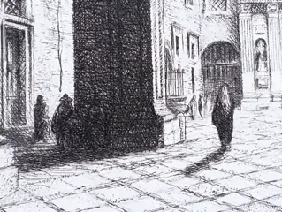 Lino Bianchi Barriviera (1906 - 1985) - Napoli.Il monte di pieta, antica sede del banco