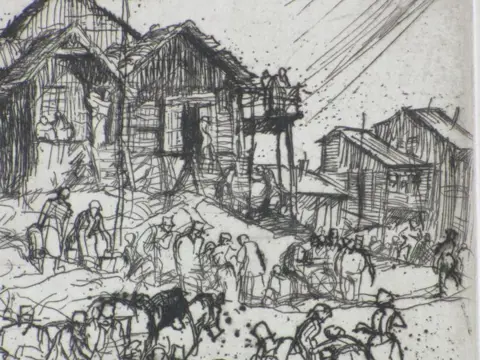 Frank Brangwijn (1867-1956) - Arbeiders bij een dorp