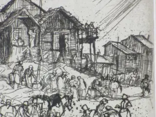 Frank Brangwijn (1867-1956) - Arbeiders bij een dorp