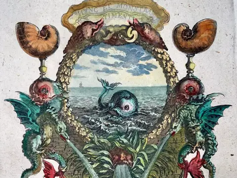 Charles Le Brun (1619-1690; Sebastien Le Clerc (1637-1714) - Marine emblem, Sea Monster, Dolphin, Dragons, Conchology