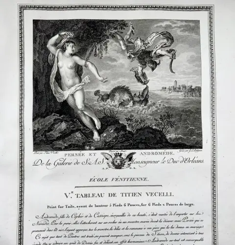 Titian, Tiziano Vecelli (b. 1576); Leybold sc. - Perseus & Andromede, Sea Monster - fine imperial folio engraving (53cm)