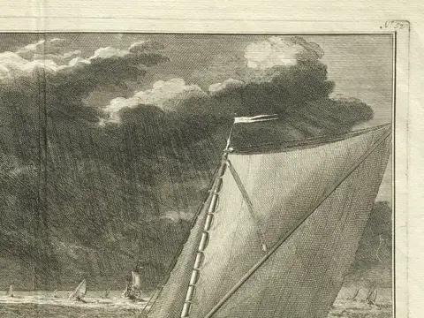 Bernard Picart (1673-1733) - verdrinkingsdood van Johan Willem Friso bij het overvaren van de Moerdyk op 14 july 1711