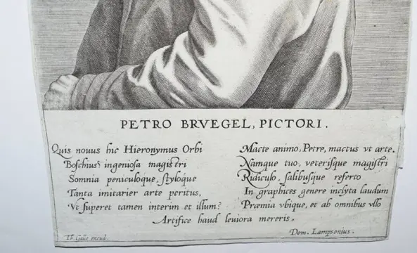 Johan Wierix (1549-1620) - Gravure sur cuivre "Portrait de Pieter Breughel l'Ancien - Petro Bruegel Pictori"