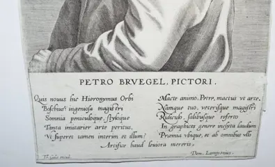 Johan Wierix (1549-1620) - Gravure sur cuivre "Portrait de Pieter Breughel l'Ancien - Petro Bruegel Pictori"