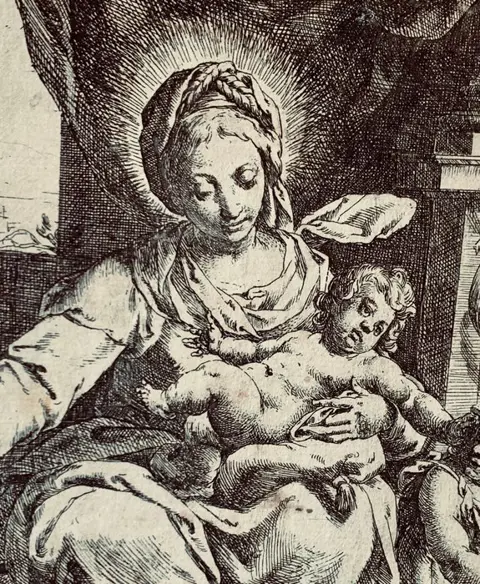 Annibale Carracci (1560-1609), Girolamo Imperiale ( ?-1639) - "Madonna con Bimbo, Mela e San Giovannino"