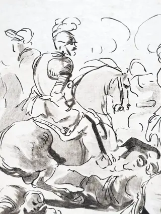 Giacomo Cortese (1621-1675), after, by William Wynne Ryland (1732-1783) - Battle piece, with soldiers on horseback