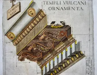 Cesar de Laurentis et Caramuel Lobkowitz (Juan), 1606-1682; Durellis sc. - Oblique Architecture - ‘Templi Vulcani Ornamenta’
