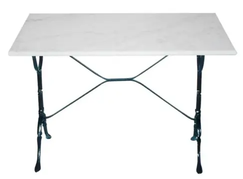 Bistrotafel gietijzer met marmeren blad 100x60cm