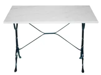 Bistrotafel gietijzer met marmeren blad 100x60cm