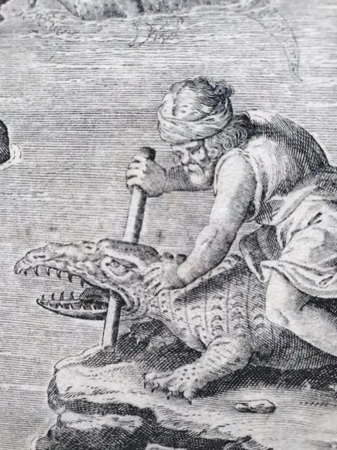 After Stradanus (Jan van der Straet) (1523-1605), by Carel van Mallery (1571-1635) - Crocodile Hunt in Egypt