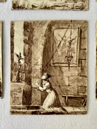 European school (XIX) - Negen kleine werken:landschappen, dorpsgezichten, zeegezichten enarchitectuur