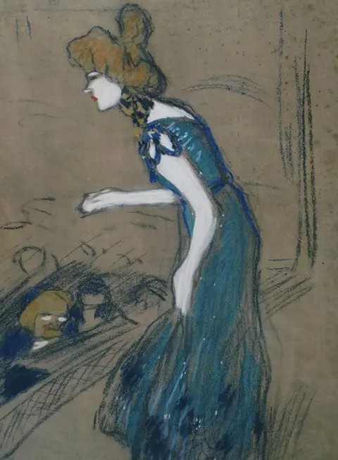 Pablo Picasso (1881-1973) - Hommage à Toulouse-Lautrec : Jane Avril en bleu