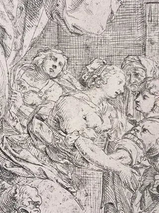 Jan Baptist Gaspars (1620-1691) - Una donna drappeggiata che abbraccia un soldato (Cleopatra e Marco Antonio?)