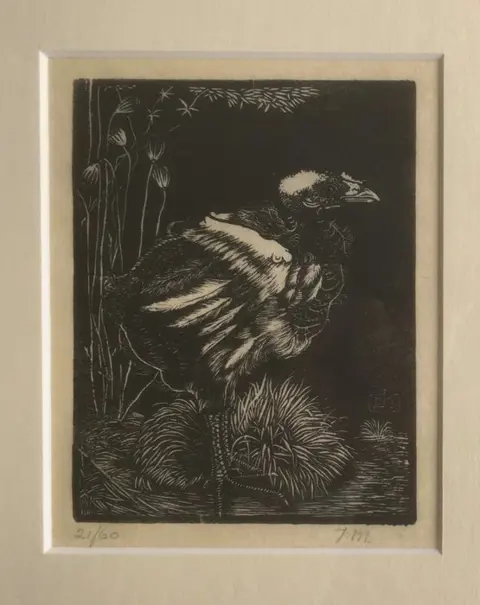 Jan Mankes - Nestkuiken (zeldzame houtsnede)