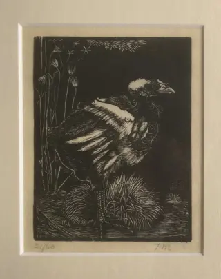 Jan Mankes - Nestkuiken (zeldzame houtsnede)