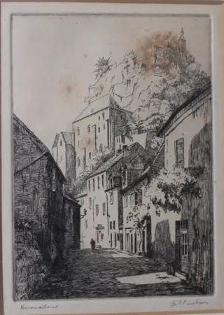 Edgar Fincham (XIX/XX) - Four city views: Venice, Dubrovnik, Grasse and Rocamadour